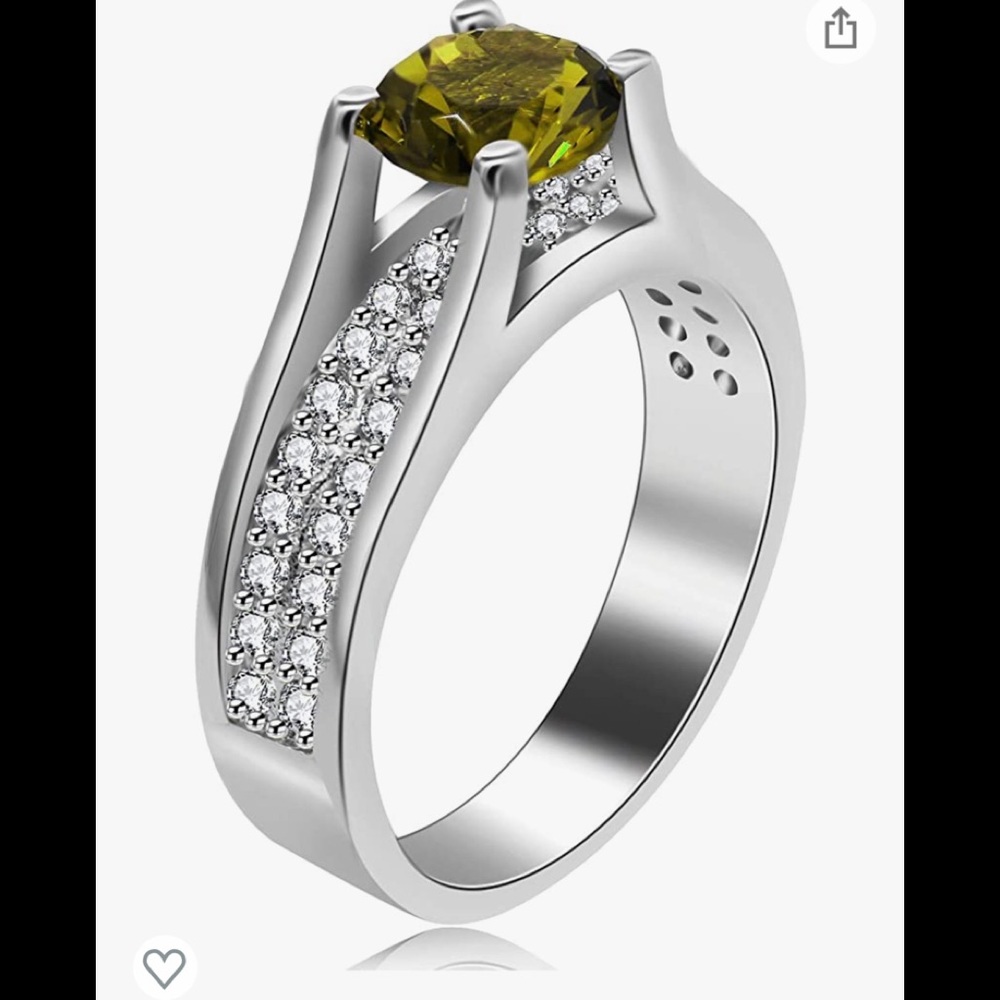 Platinum Plated Round Ring  Cut AAA Cubic Zirconia